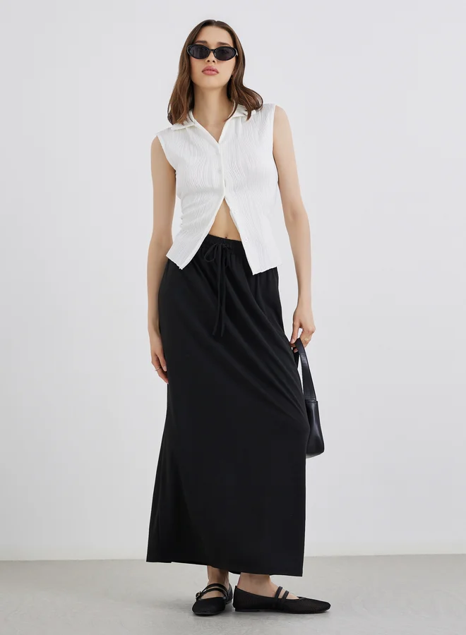Take Two Take Two Solid A-Line Maxi Skirt