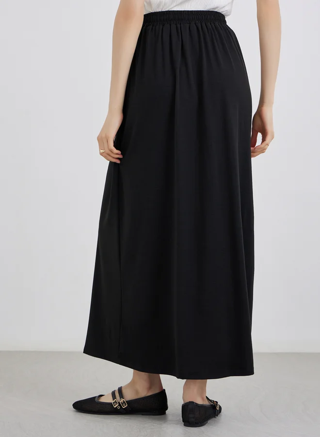 Take Two Take Two Solid A-Line Maxi Skirt