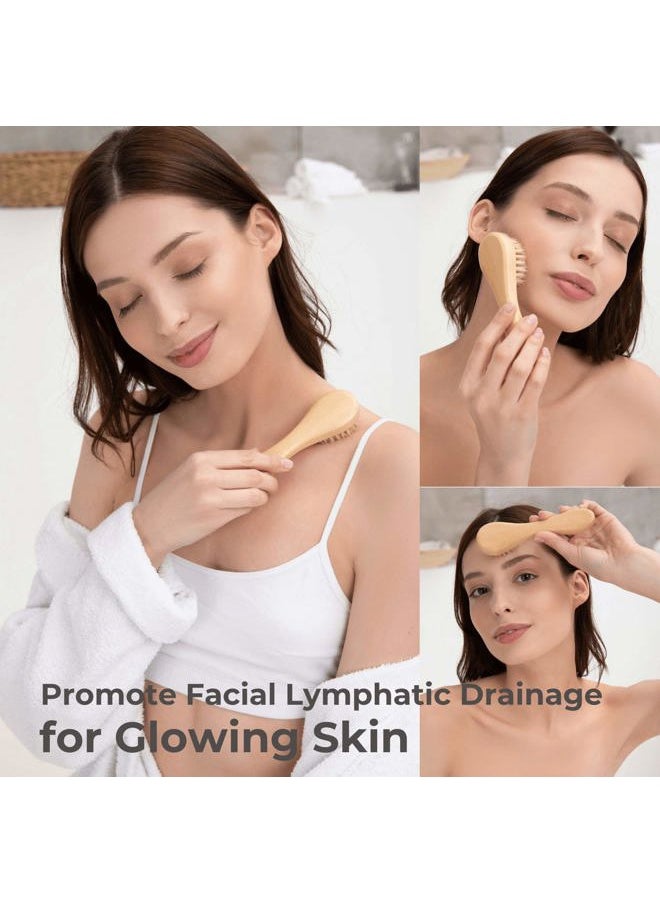 rosena Dry Brushing Body Brush Set – Natural Bristle Spa Exfoliator Kit with Face Cleansing Brush, Long Dry Brushing Body Brush for Lymphatic Drainage & Massaging Cellulite Brush for Smooth, Radiant Skin  - Image 4