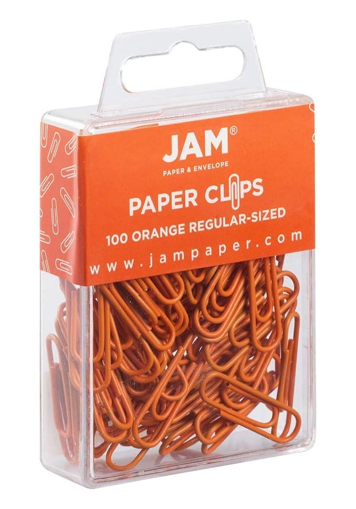 JAM PAPER Colorful Standard Paper Clips - Regular 1 Inch - Orange - 100 Count - Image 2