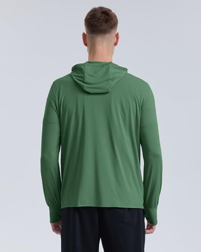 Locachy Mens UPF 50 Sun Protection Outdoor Lightweight Full Zip Hoodie Jacket Long Sleeve Fishing Hiking Performance Shirt Dark Green XL - Image 3