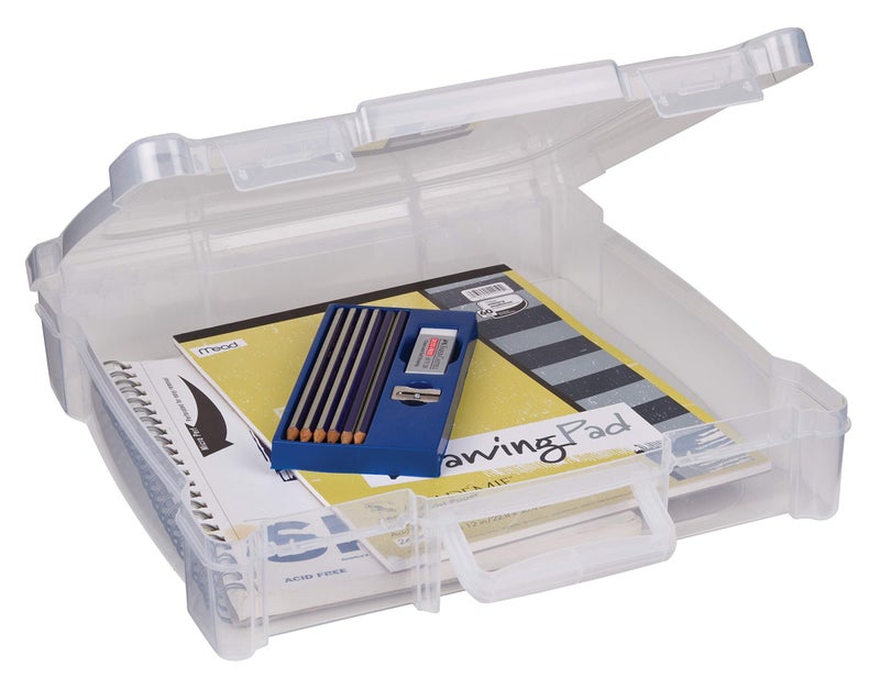 ArtBin 6913AB Portable Art & Craft Organizer with Handle, Holds Up to 12" x 12" Paper, [1] Plastic Storage Case, Clear - Image 1