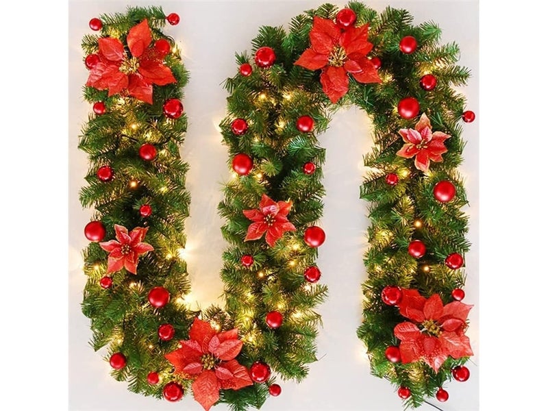 Christmas Wreath 270cm Christmas Decoration Garlands with Led Lights Artificial Tree Garland Indoor and Outdoor Holiday Decorations