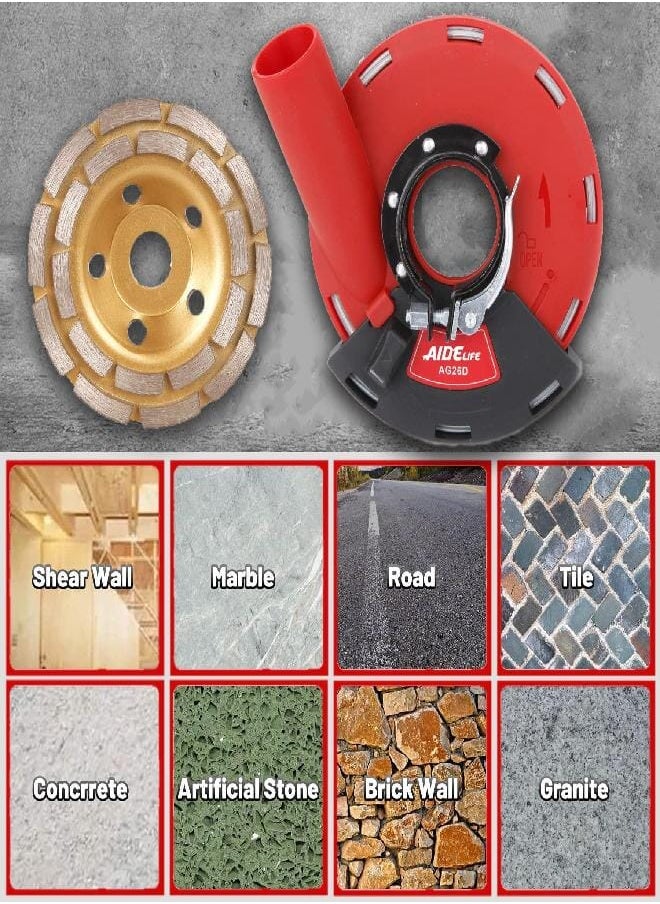Generic Box Contains the following: 1x Dust Shroud，6PCS clamping washer thickness 1.5-5.5mm,1x clamping flange, 1x shroud wrench,1x Universal Vacuum Cleaner Hose Adapter,1xUser’s guide. Using this attachment provides improved productivity when efficient dust collection system is used and helps reduce user exposure to harmful silica dust  - Image 5