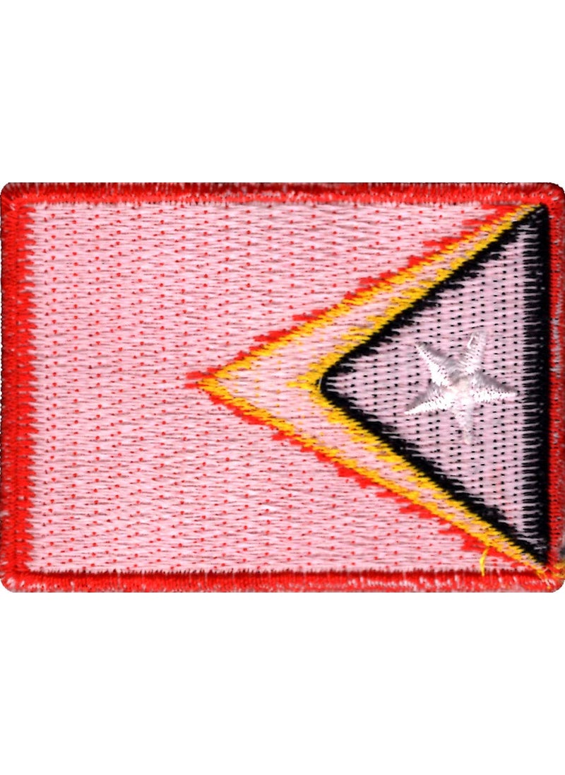 Artist Unknown - East Timor Flag Applique Embroidered Sweing Patch Suitable for Jackets, Bags, T-Shirts, Jeans, Pants, Outdoor Clothing ; Size: 7cm x 5cm ; Imported from Malaysia (1 Piece). - Image 1