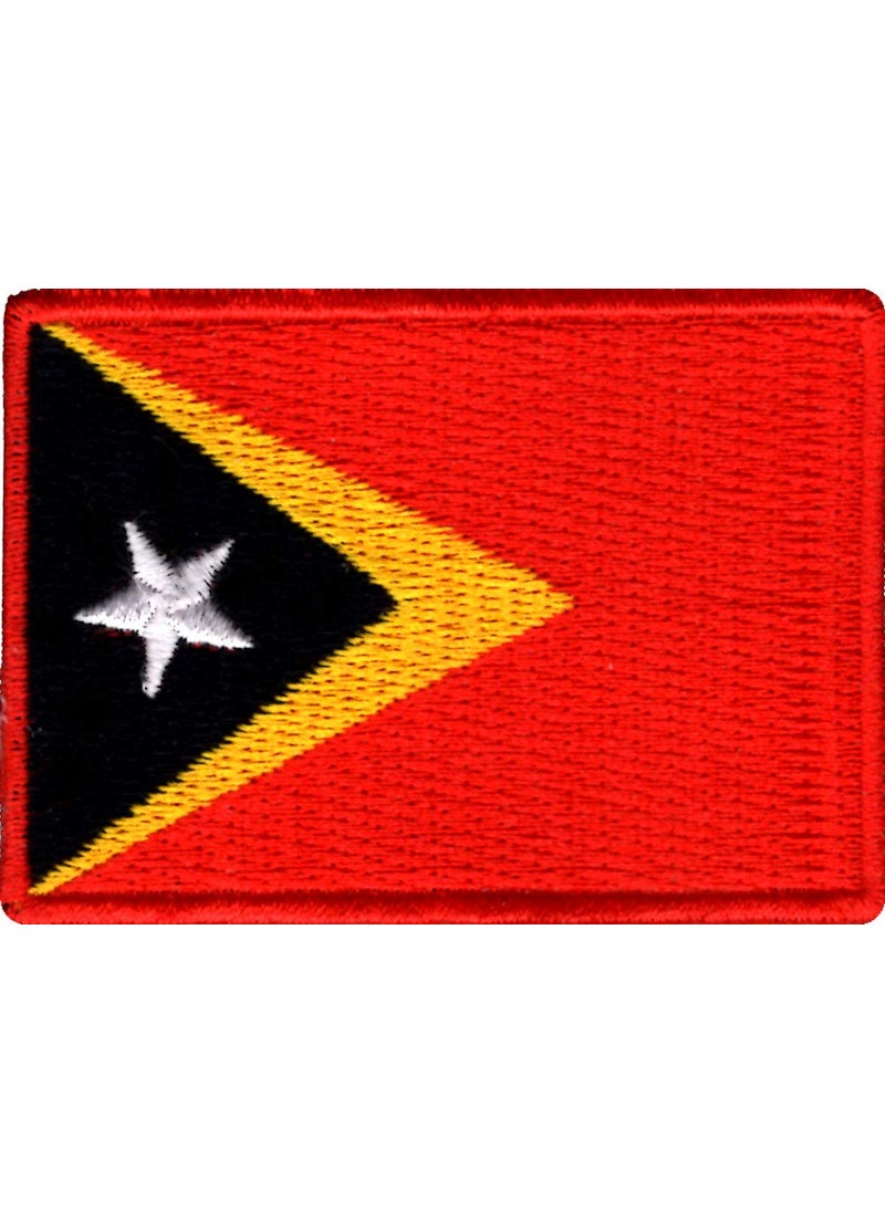 Artist Unknown - East Timor Flag Applique Embroidered Sweing Patch Suitable for Jackets, Bags, T-Shirts, Jeans, Pants, Outdoor Clothing ; Size: 7cm x 5cm ; Imported from Malaysia (1 Piece). - Image 1