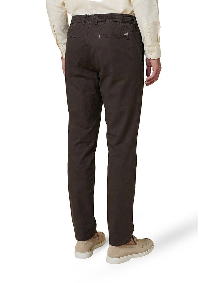 Mannerism The Terraform Brown Linen Blend Trousers  Comfort Fit - Image 3