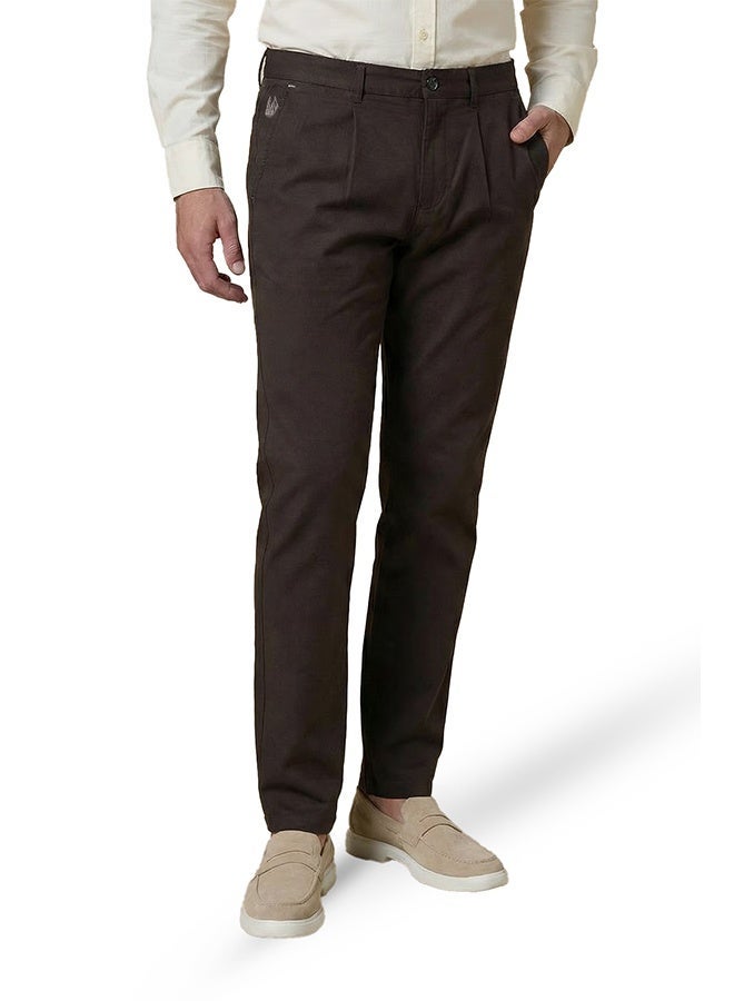Mannerism The Terraform Brown Linen Blend Trousers  Comfort Fit - Image 1