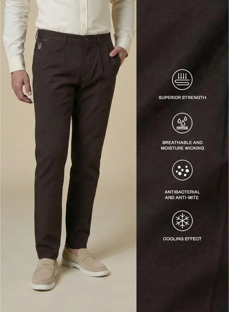MANNERISM  The Terraform Brown Linen Blend Trousers  Comfort Fit for Men | Best Price UAE