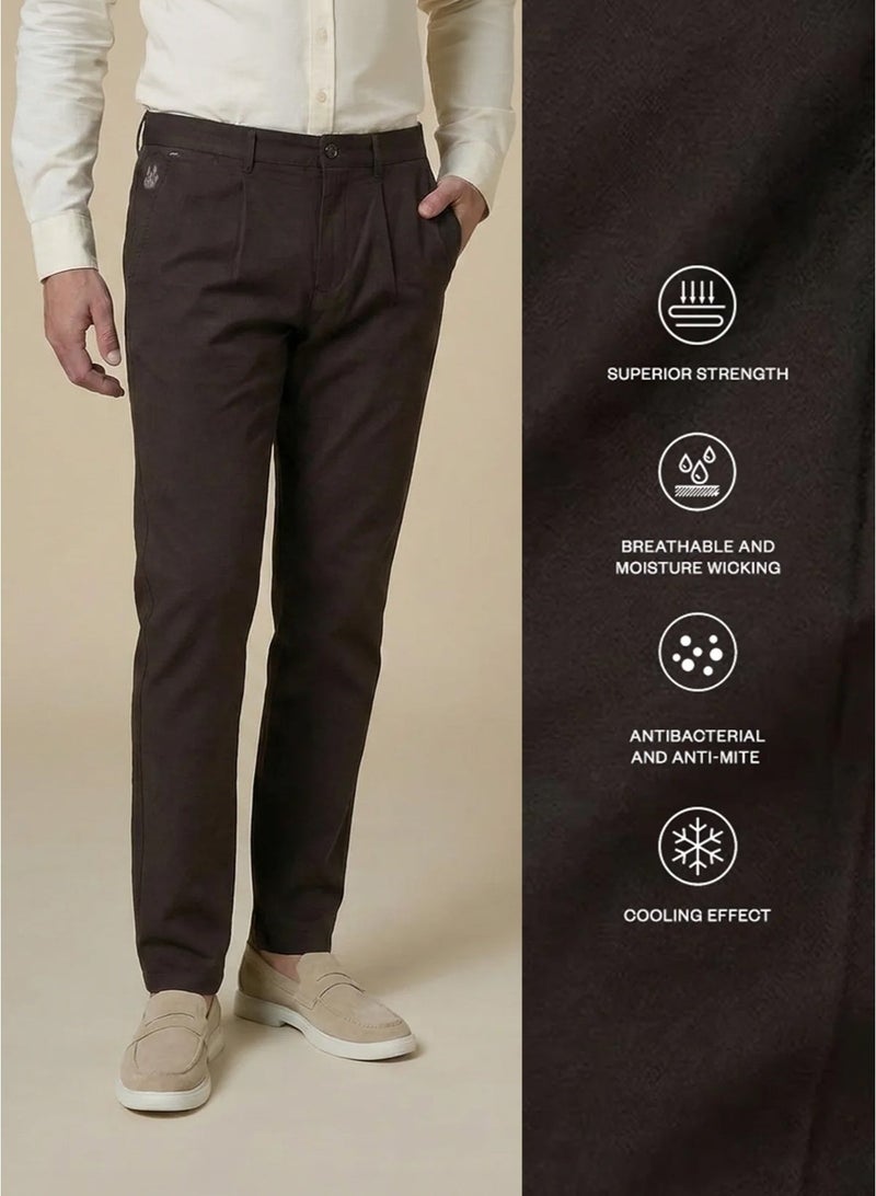 مانرزم The Terraform Brown Linen Blend Trousers  Comfort Fit - Image 3