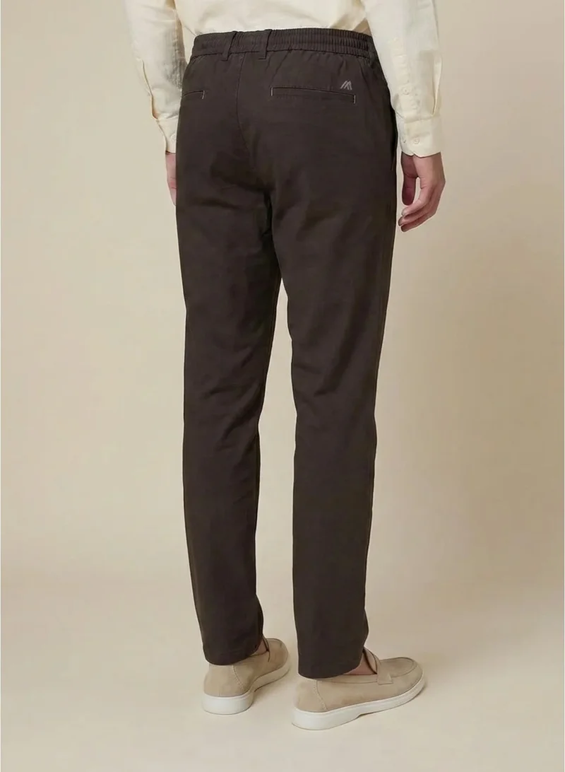 MANNERISM  The Terraform Brown Linen Blend Trousers  Comfort Fit for Men | Best Price UAE