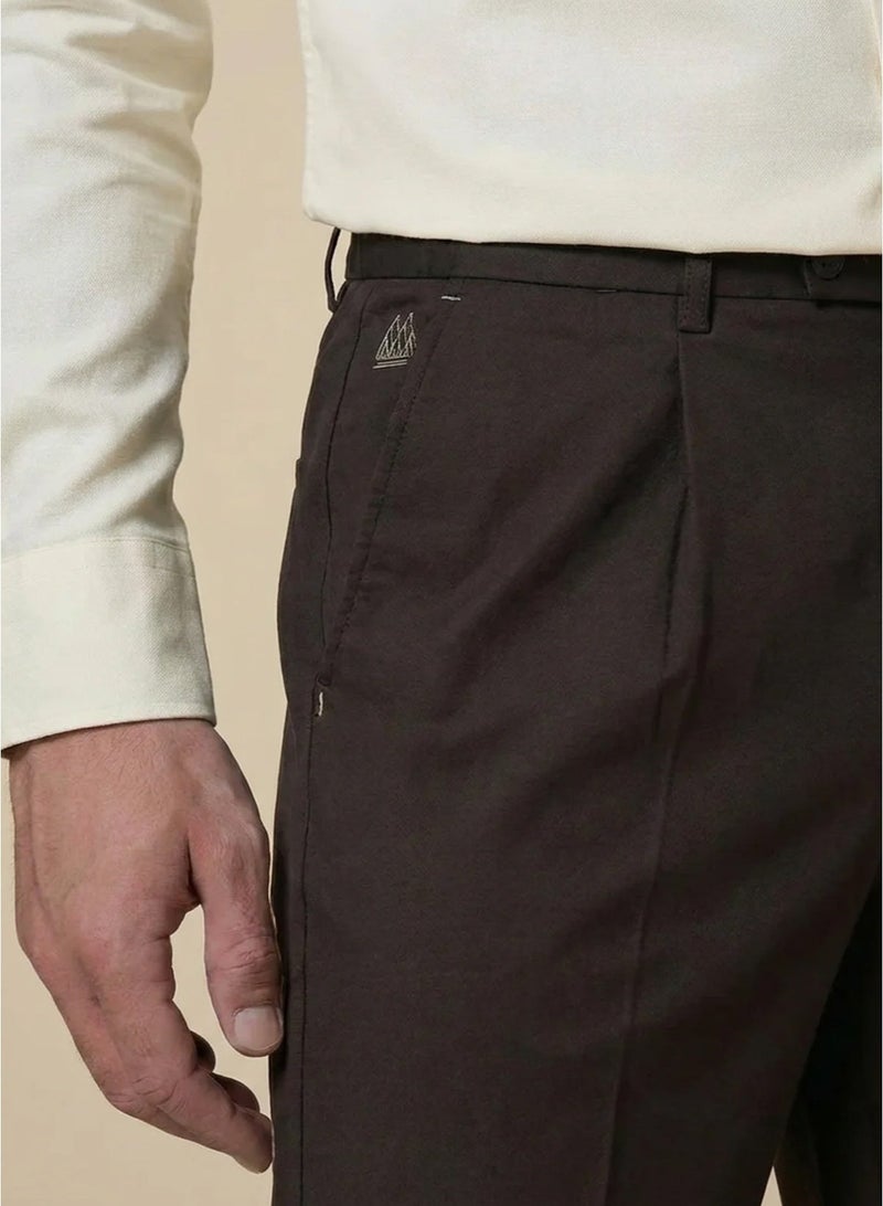 مانرزم The Terraform Brown Linen Blend Trousers  Comfort Fit - Image 2