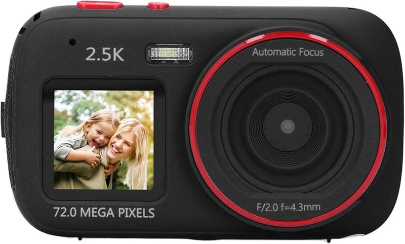 Black Digital Camera 72MP 2 5K Dual Screen Autofocus 16X Zoom 750mAh Anti Shake Vlogging Camera - Image 1
