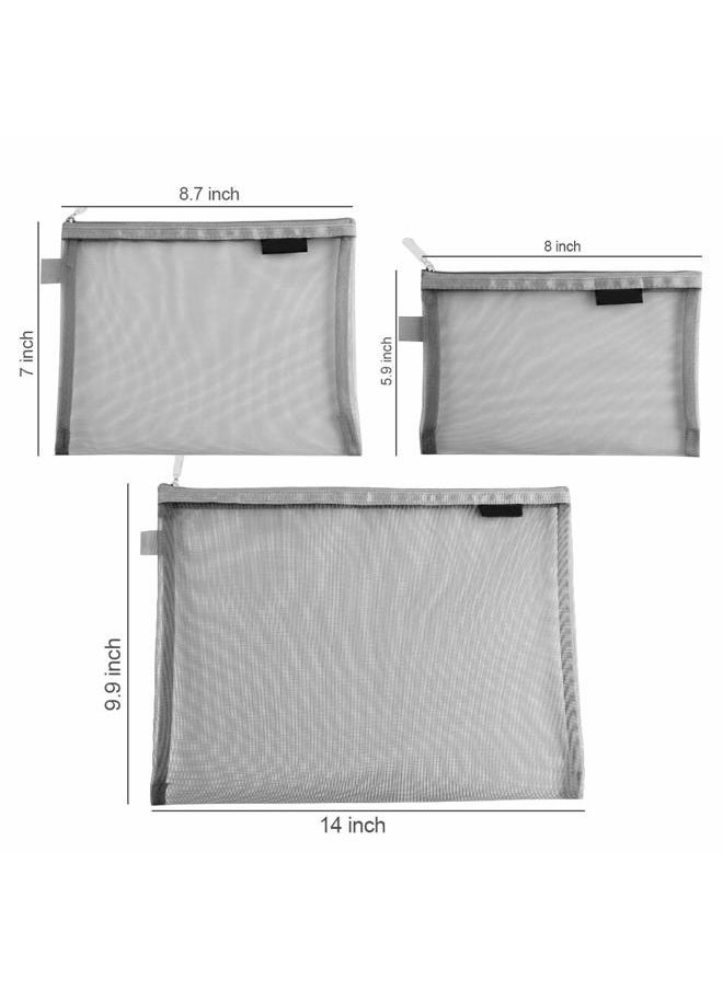 Topfinder Clear Cosmetic Bags Zip Makeup Mesh Bags Pencil Case Pouch Travel Toiletry Kit Set Storage Case (Grey)  - Image 2