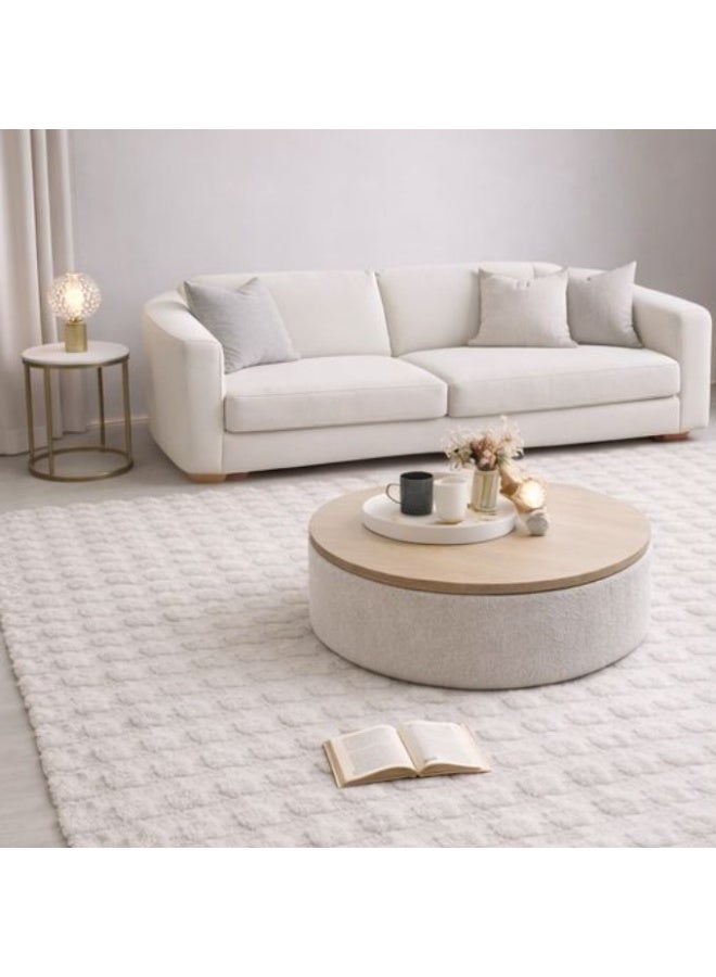 Home auraa Carpet Rug Anti-Slip – Size 160 x 230 cm – 5.25x7.55 ft | Pebble Shaggy Design - White Color | Ideal Carpet for Living Room, Bedroom, Office, Hallway or Balcony - Image 2
