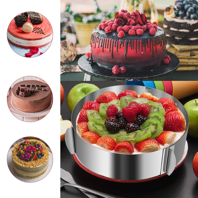 WIWAPLEX Cake Ring 6 to 12 Inch Adjustable Round Stainless Steel Cake Mousse Mould Ring Bakeware Tools Cake Decorating Mold Baking Ring - Image 5