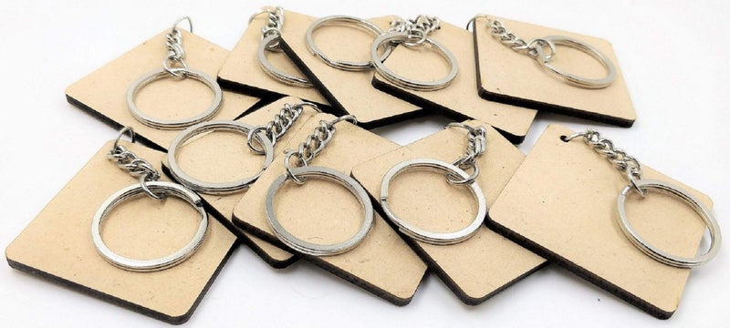 Vertical Root Inc Vertical Root Inc Pack of 20 (2*2 Inch | 3.2 mm Thickness) MDF(Wood) Key Chains Sheet Craft Plain Square Shaped for Painting Wooden Sheet Craft - Decoupage MDF Plains, Resin Art Work & Decoration (20) - Image 1