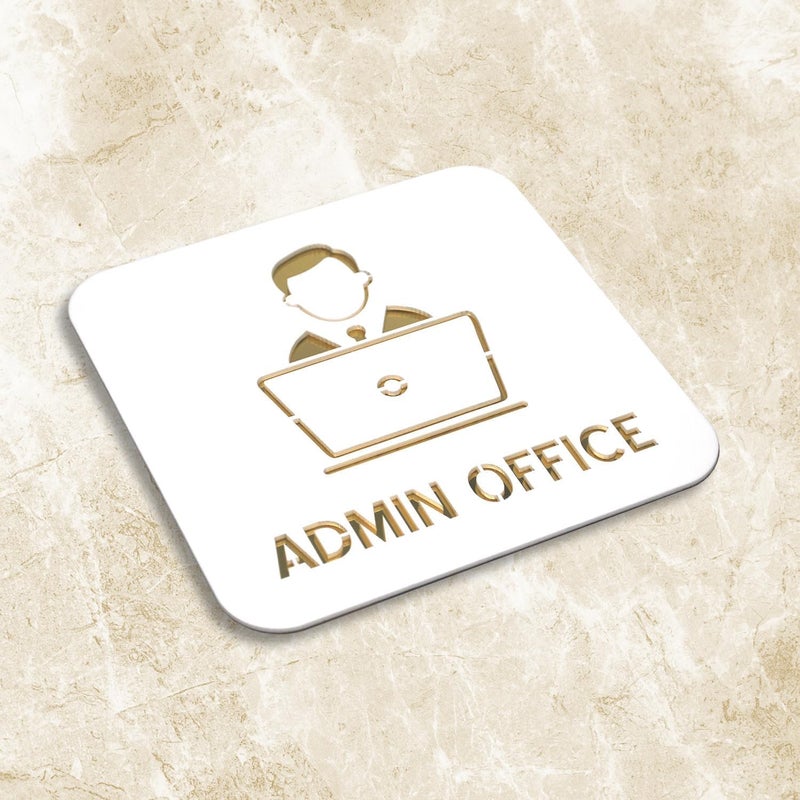 Sign Studio Premium White Gold Finish Acrylic Office Door Sign – Self-Adhesive Name Plate for Admin, Reception, Manager – Easy to Mount, Elegant Business Signage for Office, Hotel, Resort, Corporate Use - Image 2