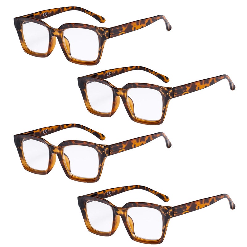 Eyekepper 4 Pack Ladies Reading Glasses - Oversized Square Design Readers for Women Tortoise - Image 1