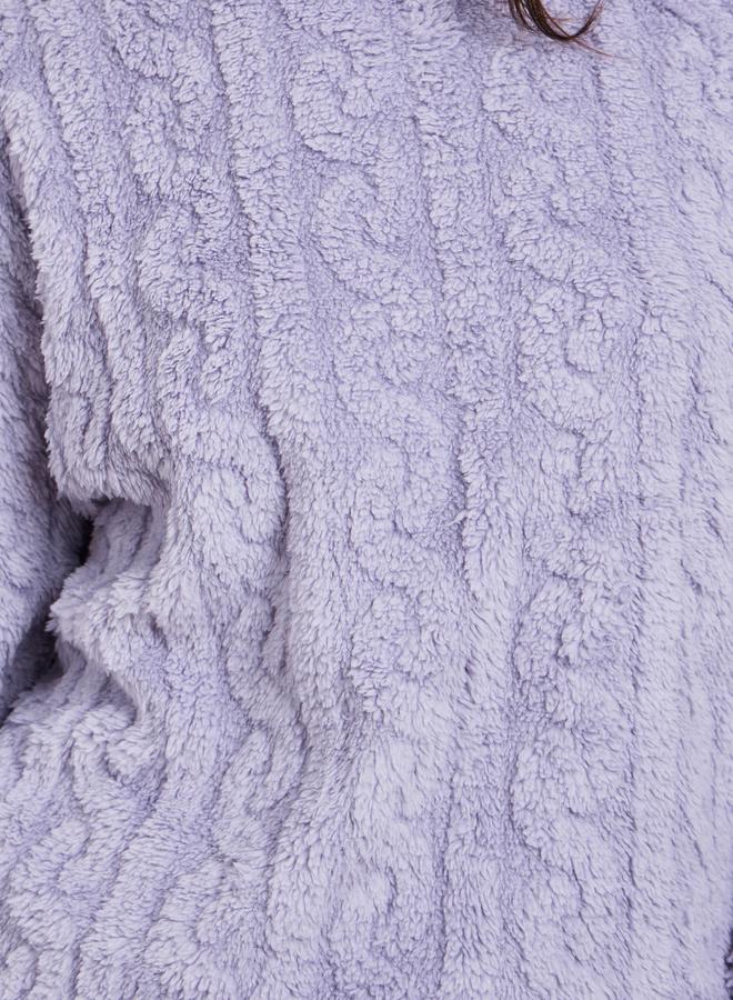 Styli Cable Fleece Long Sleeves Top and Pyjama Set - Image 3