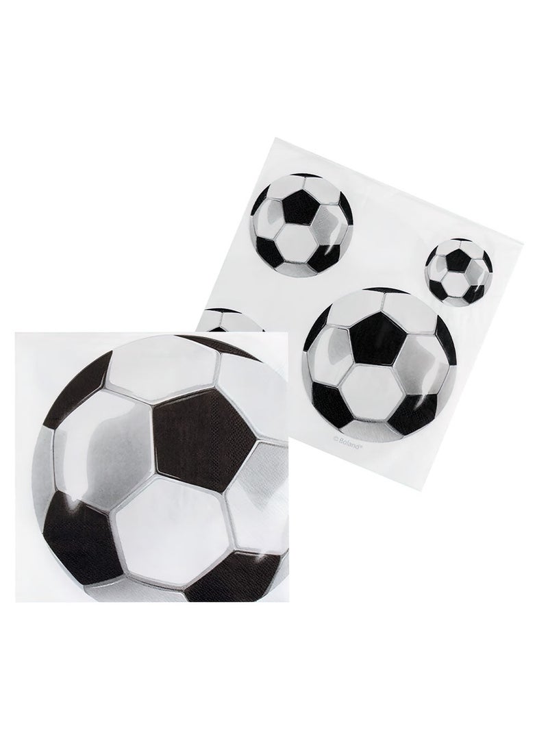 BOLAND Football Napkins Black White Sports Theme Party Tableware 33cm 20-Pack - Image 2