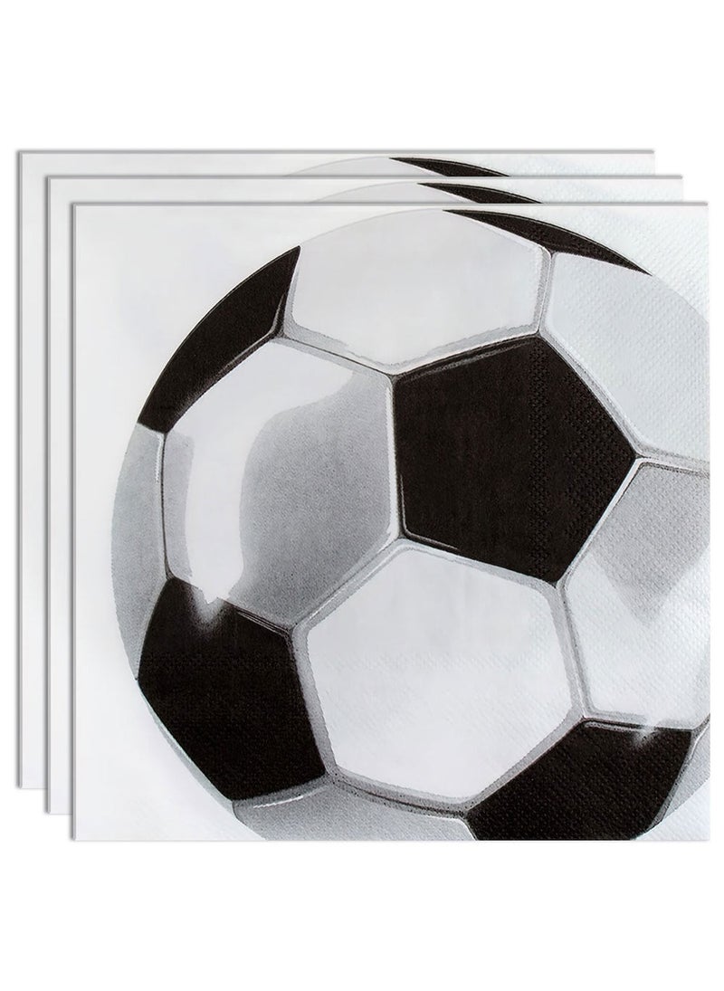BOLAND Football Napkins Black White Sports Theme Party Tableware 33cm 20-Pack - Image 1