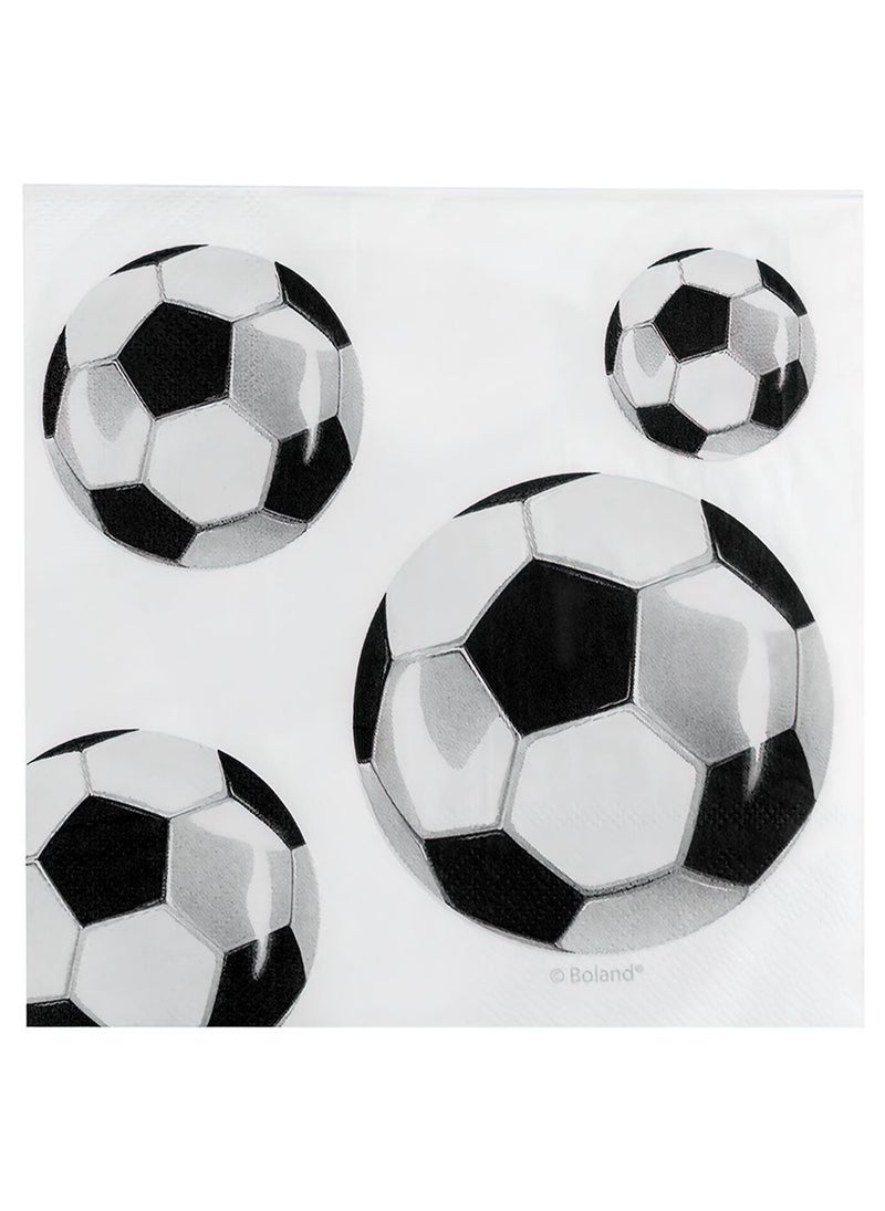 BOLAND Football Napkins Black White Sports Theme Party Tableware 33cm 20-Pack - Image 3