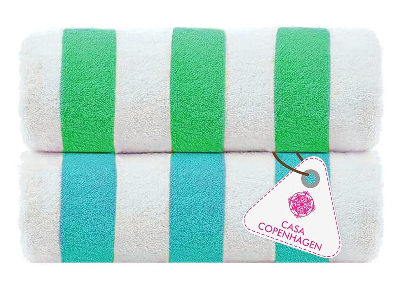 CASA COPENHAGEN Casa Copenhagen Pack of 2 Cabana Beach XL Towels for Bath Cotton Rough and Tough Use75 x 150 cm Colour DuskyTealGreen  - Image 1