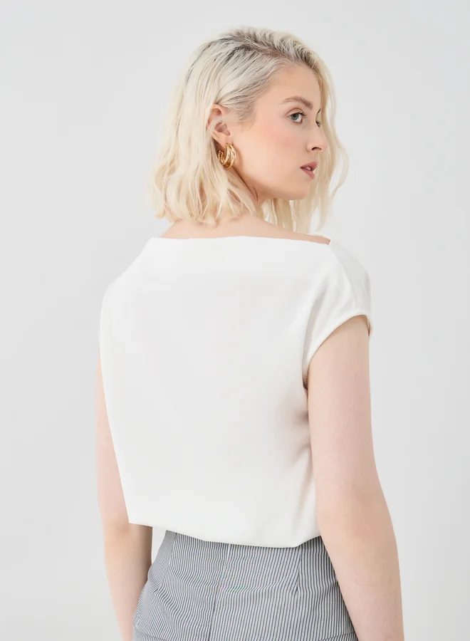 Take Two Take Two Solid Regular Fit Pleated Top