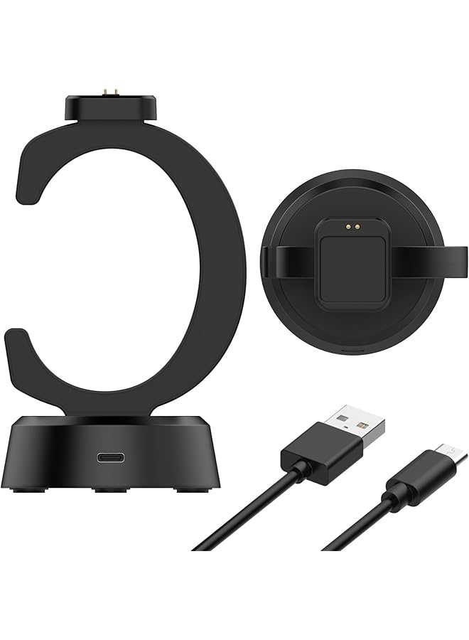 erorex Silicone Anti Slipping Desktop Base Stand Compatible With Redmi Watch 5 Active Watch 5 Lite Replacement Charing Dock Station With Type C Extension Cord Charger Cables Black  - Image 2