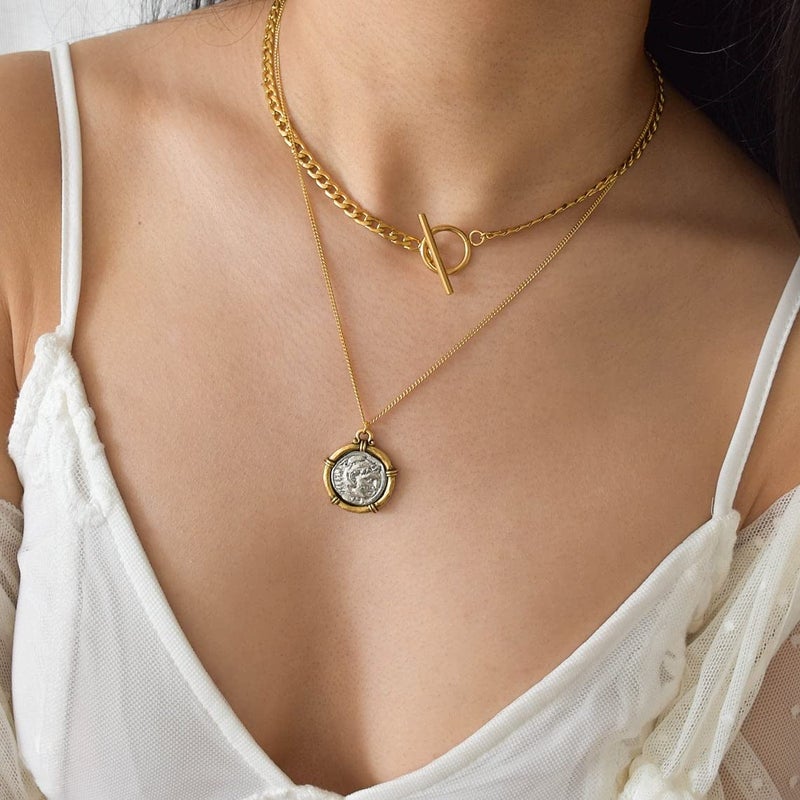 CHESKY 14K Gold Plated Dainty Toggle Clasp Necklace for Women Cuban Chain Choker Necklace, Minimalist Simple Handmade Thick Chunky Toggle Necklaces Jewelry Gifts - Image 4