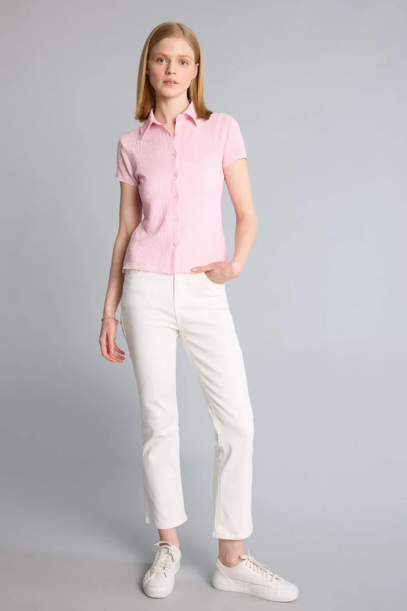 ديفاكتو Slim Fit Shirt Collar Short Sleeve Shirt