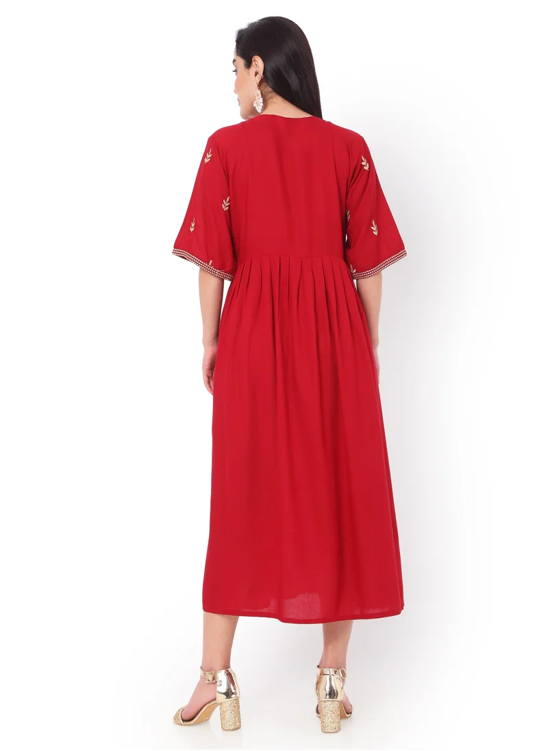 هانا آند سارا MODEST THICK EMBRODERED WITH HALF SLEEVES HIGH QUALITY STYLISH SHORT ARABIC KAFTAN JALABIYA DRESS