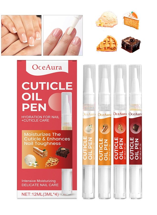  اوساورا قلم زيت البشرة - 4 أقلام زيت البشرة - مثبت الأظافر وزيت نمو الأظافر مع زيت اللوز الحلو وزيت الجوجوبا للعناية بالأظافر وزيت فيتامين E - قلم زيت نمو الأظافر (12 مل-3 مل*4) - Image 1