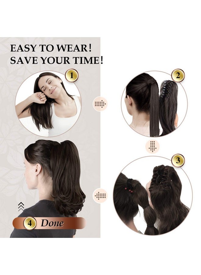 SOFEIYAN 13 Ponytail Extension Long Curly Ponytail Clip In Claw Hair Extension Natural Looking Synthetic Hairpiece For Women Dark Browngolden Auburn  - Image 5