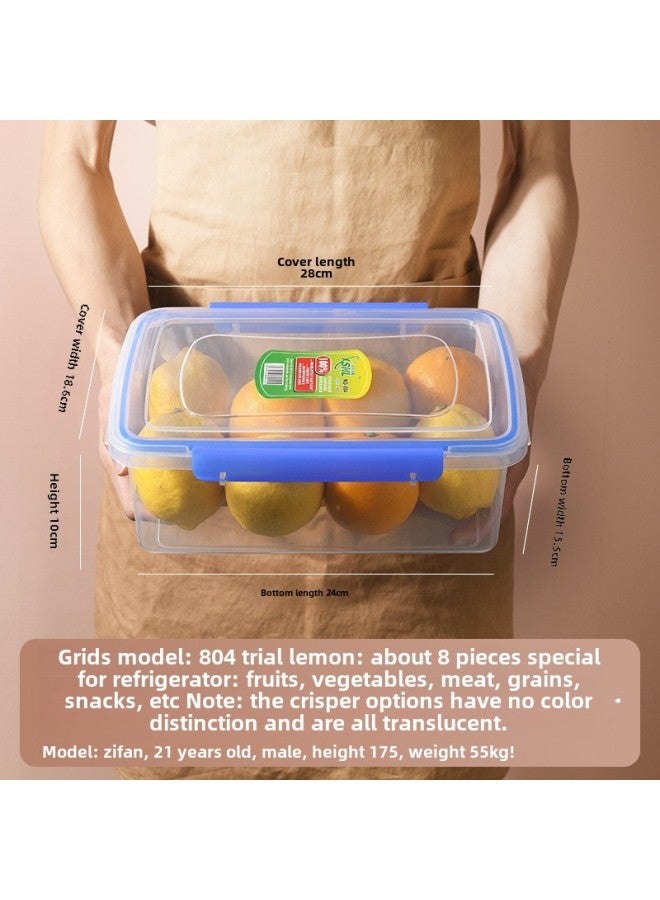 Tang Ya Fresh-keeping Box Food Grade Plastic Box Transparent Rectangular Sealed Box Refrigerator Special Food Box Storage Box-Specifications:804 Double Buckle With Sealing Ring [approx. 3.2L]]  - Image 1