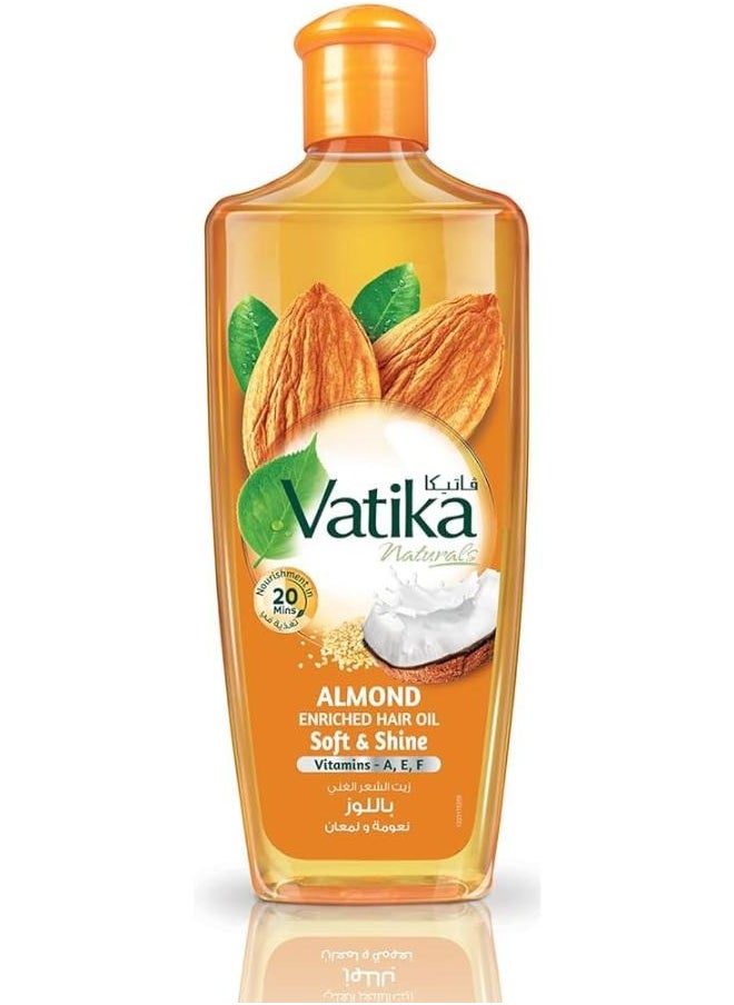 VATIKA Naturals Almond Enriched Hair Oil Coconut & Sesame Softens & Shines For Dry and Frizzy Hair 200 ml 