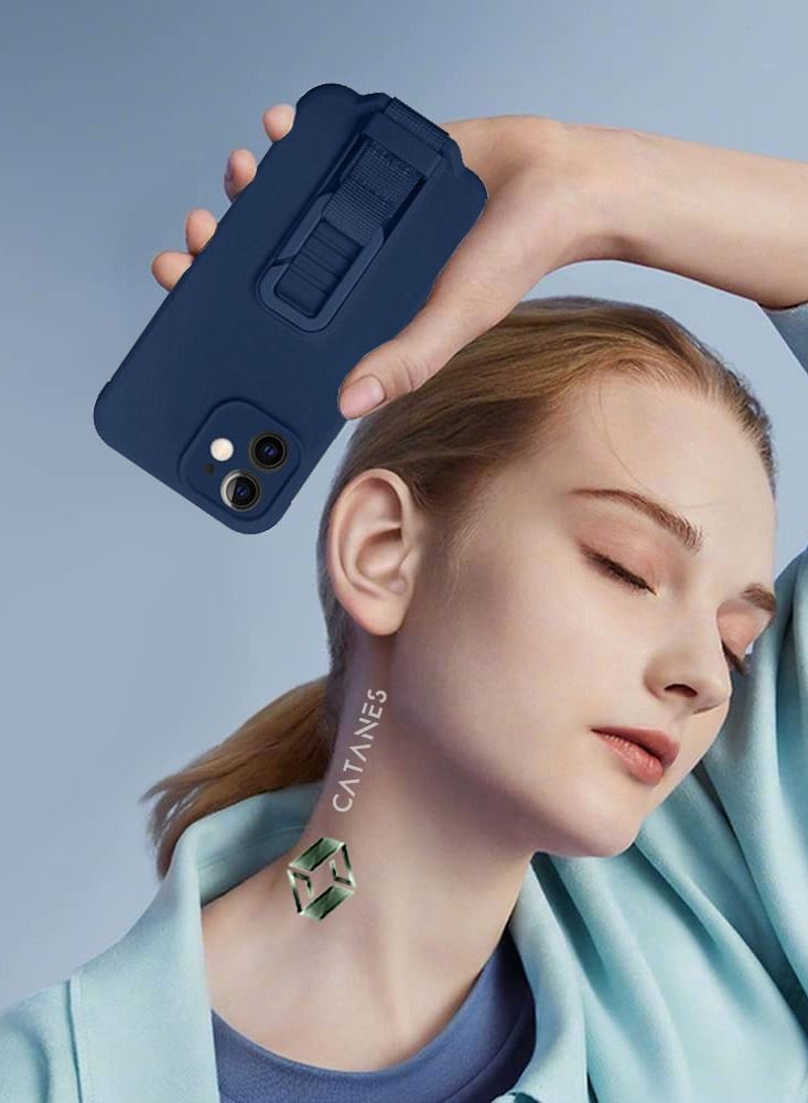 CATANES 2 Pack For iPhone 12 Case Cover And Screen Protector With Strap And Adjustable Grip Case Blue - Image 5