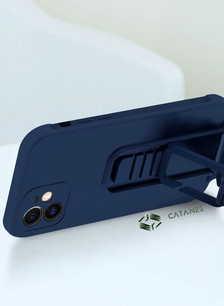 CATANES 2 Pack For iPhone 12 Case Cover And Screen Protector With Strap And Adjustable Grip Case Blue - Image 4