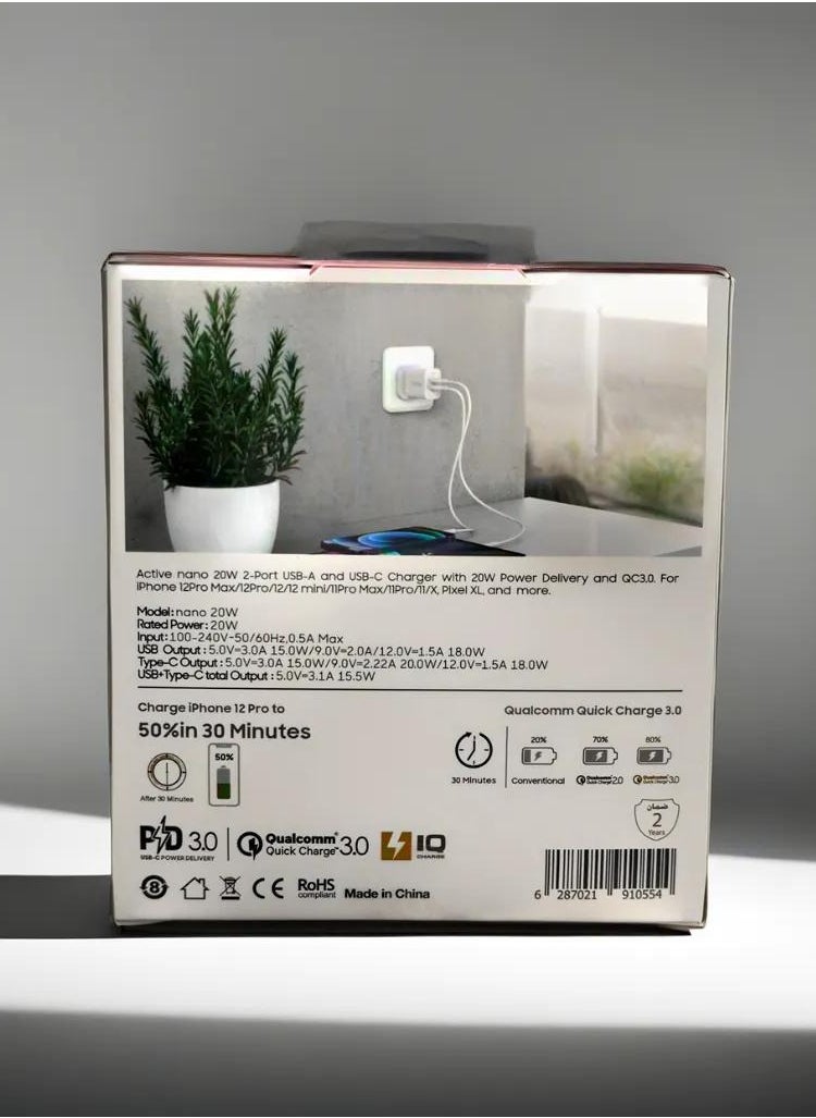 20W USB and PD Port Mobile Charger Power Your Devices with Speed and Efficiency