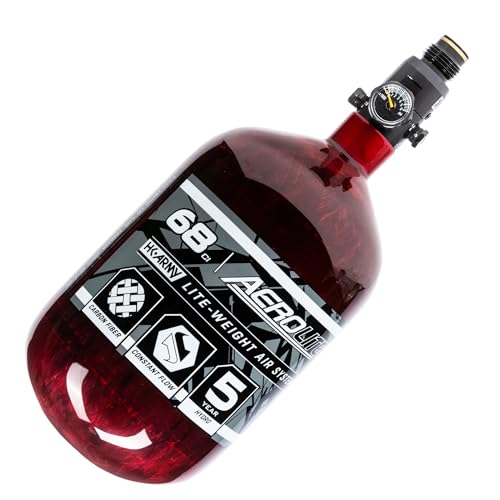 HK Army Aerolite HPA Air System - 68ci/4500psi Lightweight Carbon Fiber Tank with 800psi Regulator for Paintball & Airsoft Gear - Red - Image 1
