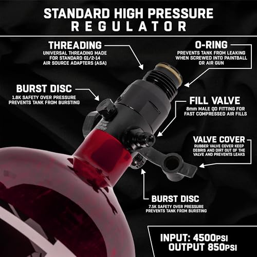 HK Army Aerolite HPA Air System - 68ci/4500psi Lightweight Carbon Fiber Tank with 800psi Regulator for Paintball & Airsoft Gear - Red - Image 4