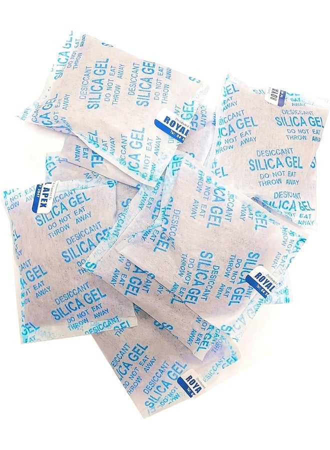 Royal Apex Royal Apex 50g Pkt Highly Moisture Absorbing Reusable Blue Pure Silica Gel, Non-toxic Desiccant Damp Dehumidifier Drypack for Room Kitchen Clothes Storage Bags Camera Electronic Gun (50g x 100 Pkts)  - Image 1