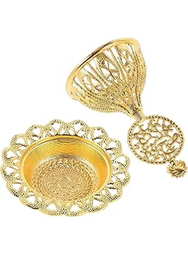 Gold Metal Cone Incense Burner Mini Decorative Censer For Home Aromatherapy Meditation - Image 1
