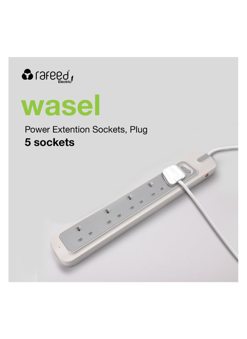 Rafeed - RAFEED Extension Cord With Master Switch 3 Meter 5 Socket 3250W (WA30012) - Image 1