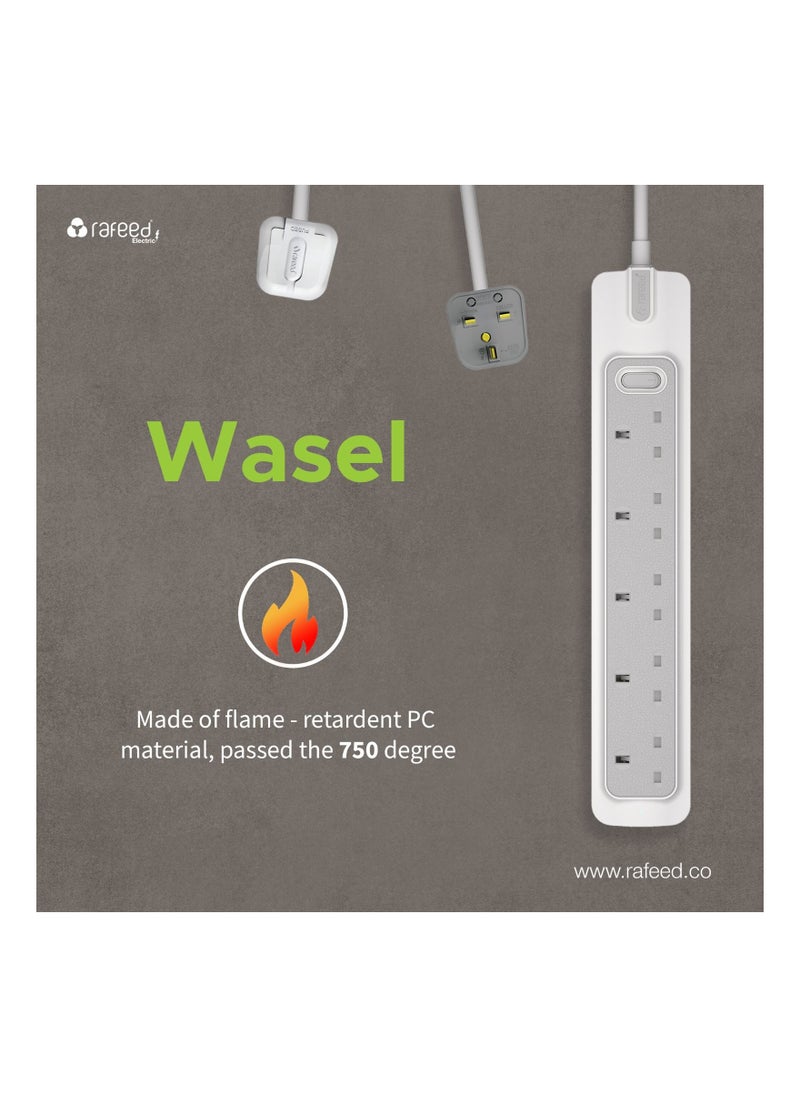 Rafeed - RAFEED Extension Cord With Master Switch 3 Meter 5 Socket 3250W (WA30012) - Image 1