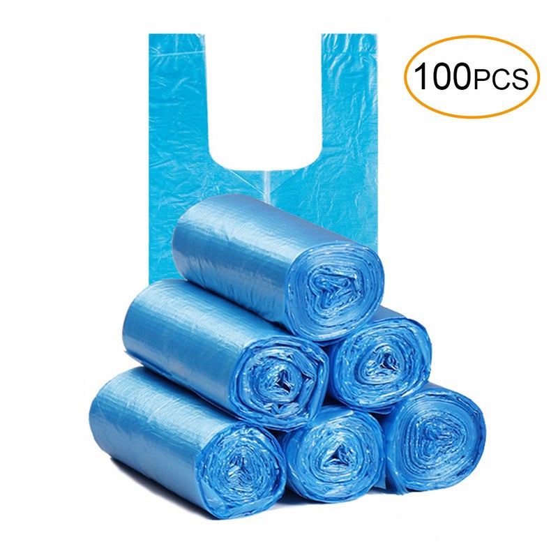 Disposable Thickened Garbage Bag with Handle Tie 100 Pcs Portable Household Heavy Duty Trash Bag Diaper Disposable Bags Green - Image 1