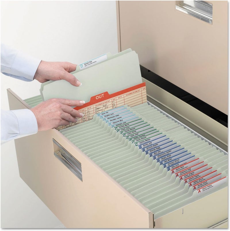 Smead Pressboard Classification File Folder with SafeSHIELD Fasteners, 1 Divider, 2" Expansion, Letter Size, Gray/Green, 10 per Box - Image 2