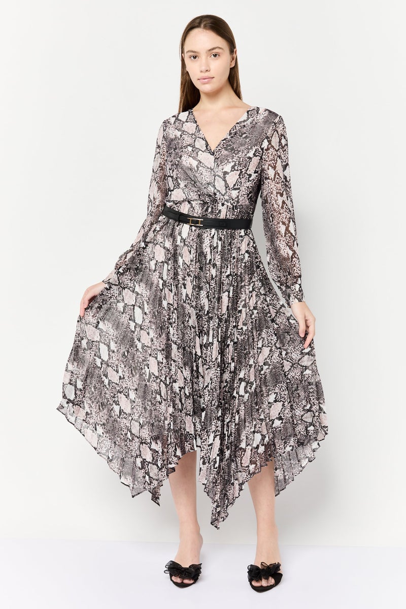 Phase Eight Women Snakeskin Belted Midi Dress, Multicolor - Image 1