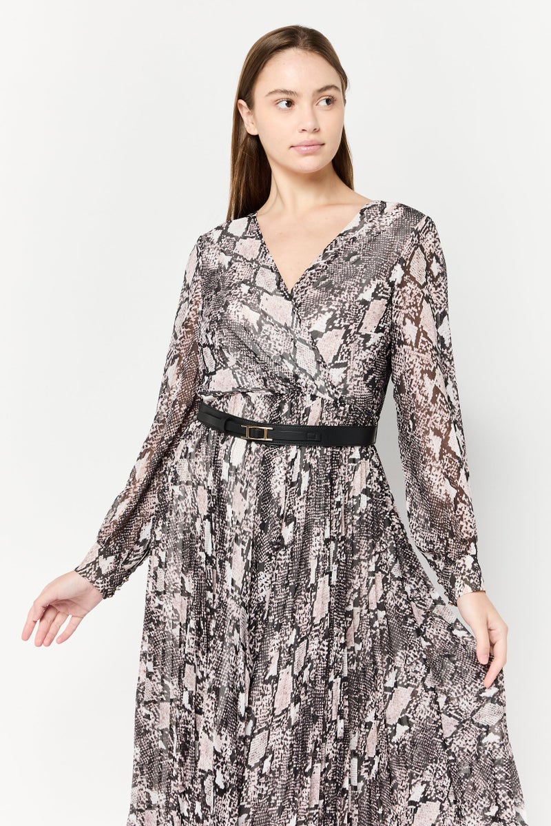 Phase Eight Women Snakeskin Belted Midi Dress, Multicolor - Image 2